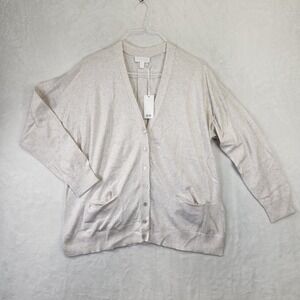 The White Company White Label Button Front Pocket Cardigan 16 Merino Wool Cotton